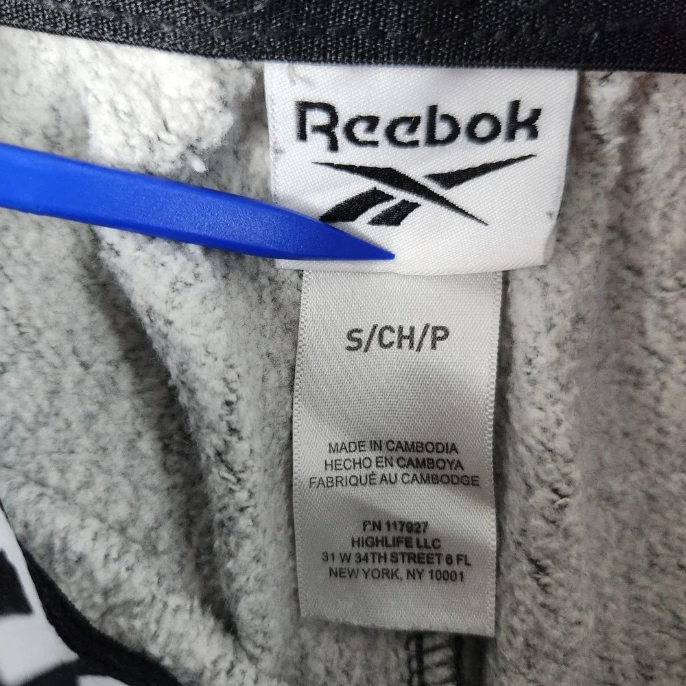 Reebok Jogger Sweatpants Mens Small Gray Fleece Athletic Drawstring Tapered‎ Leg